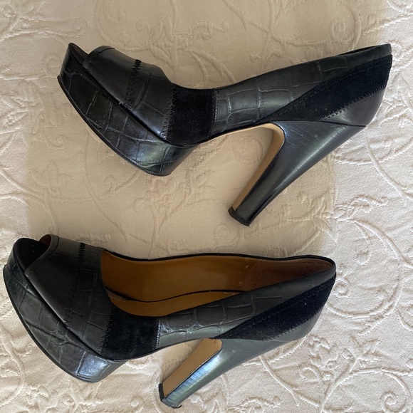 Nine West black chunky peep for pumps 7 - Picture 3 of 6